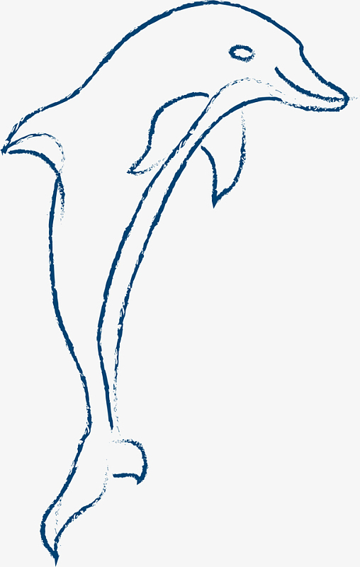 蓝色手绘线条海豚