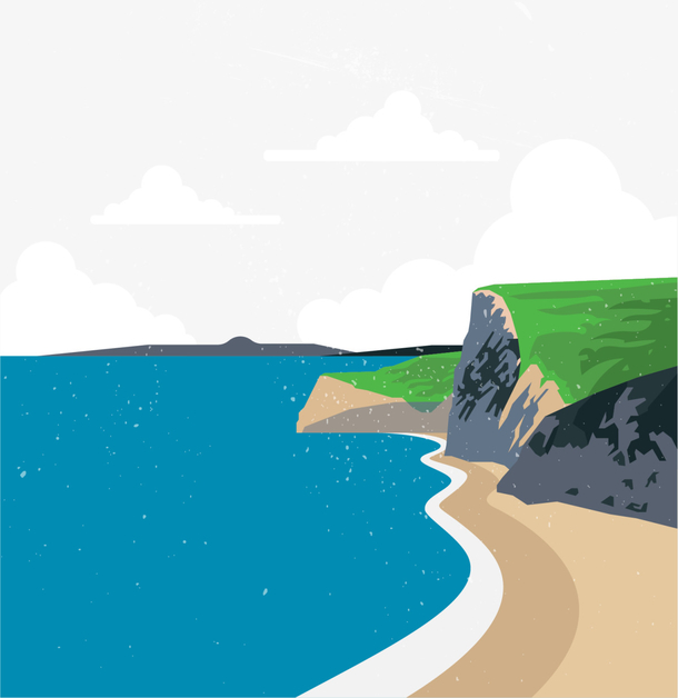 蓝色立体海岸大海