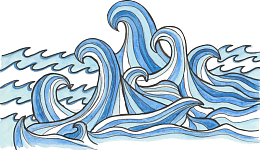 世界海洋日手绘蓝色海浪