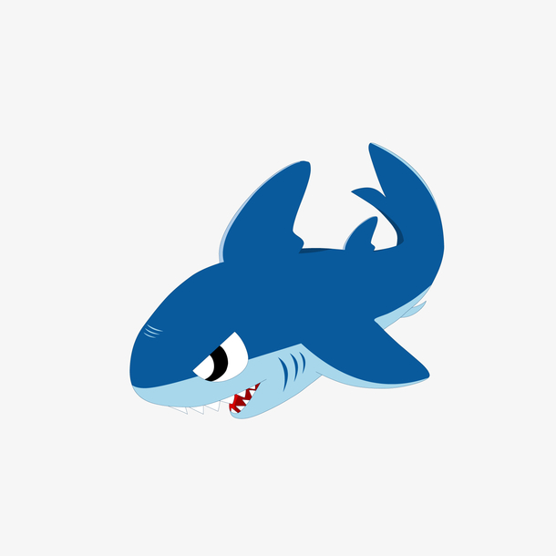 卡通深蓝色的鲨鱼设计