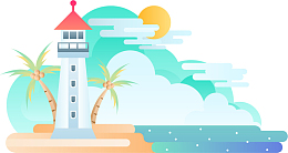 卡通大海灯塔海洋