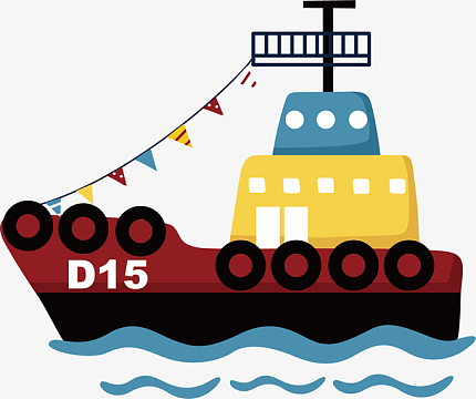 手绘轮船卡通素材_手绘轮船卡通图片元素-觅元素