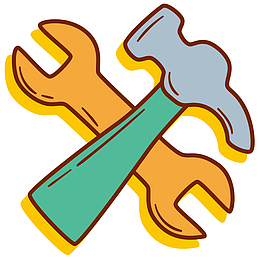 扳手锤子矢量卡通工具