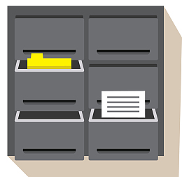 打开的金属铁质文件柜