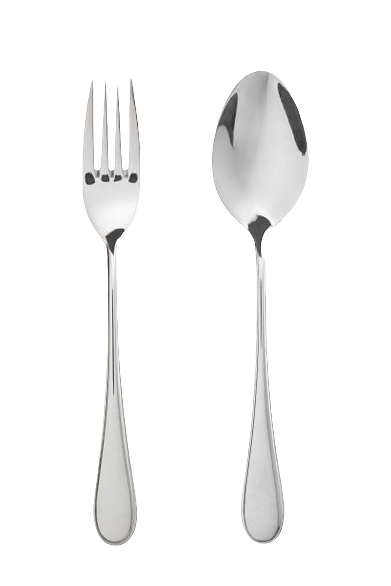 银色不锈钢汤勺和叉子