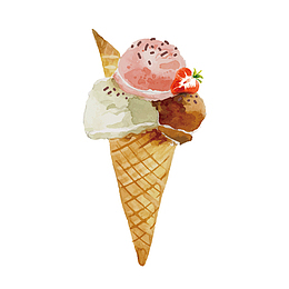 卡通手绘水果冰淇淋