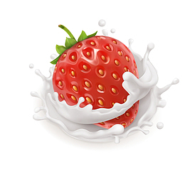 红色草莓牛奶矢量图