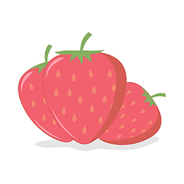 红色卡通草莓水果矢量图