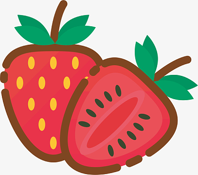 矢量手绘红色小草莓