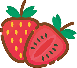 矢量手绘红色小草莓