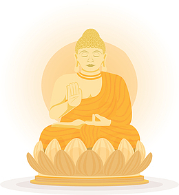 金色发光菩提氏佛像