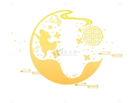 黄色创意玉兔元素