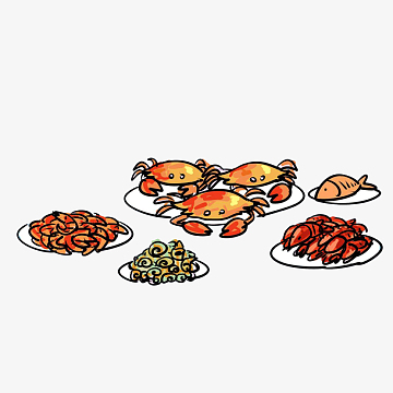 卡通海鲜盛宴素材