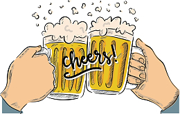 手绘风举杯喝酒庆祝