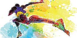 手绘炫彩晕染风跑步马拉松人物背