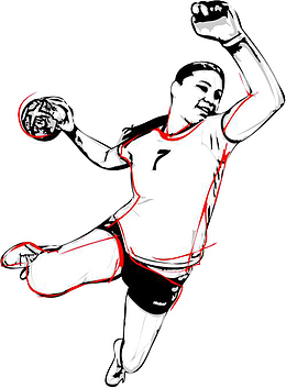 手绘女篮球运动员正面图案