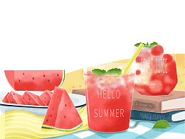 清新手绘夏季水果插画免抠