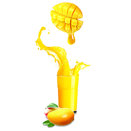 黄色简约装饰芒果汁设计图