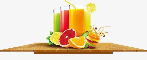 果汁木板水果素材