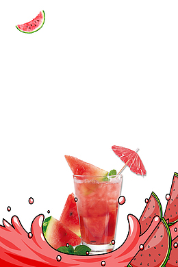 创意夏日酷饮料经济西瓜主题边框