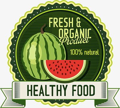 绿色西瓜水果标签