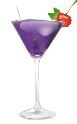 矢量手绘樱桃蓝色鸡尾酒果汁素材