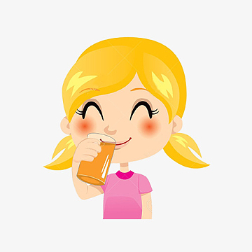 卡通美女喝果汁
