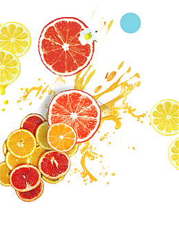 清凉创意水果背景免抠