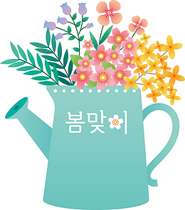 手绘清新花瓶插花矢量素材