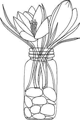 手绘卡通插花装饰