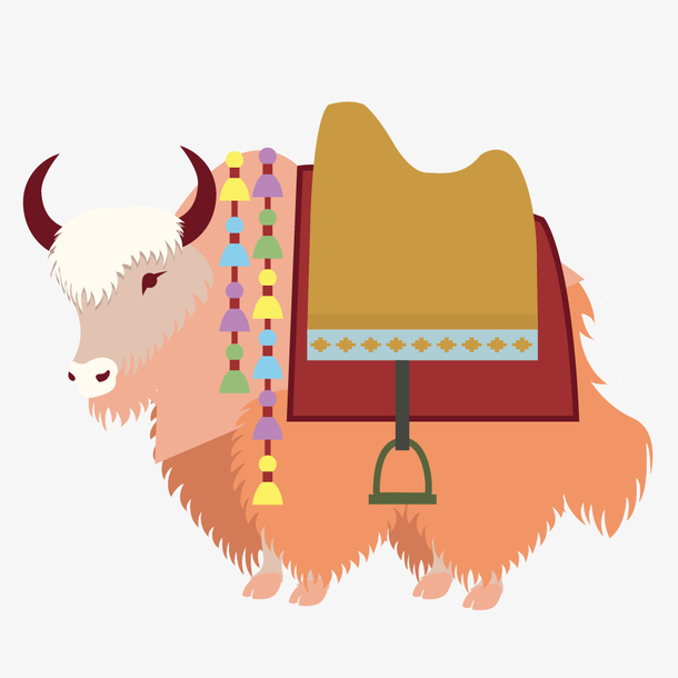 矢量卡通黄色牦牛插图