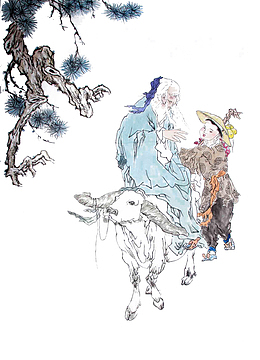 国画老子出关PNG图