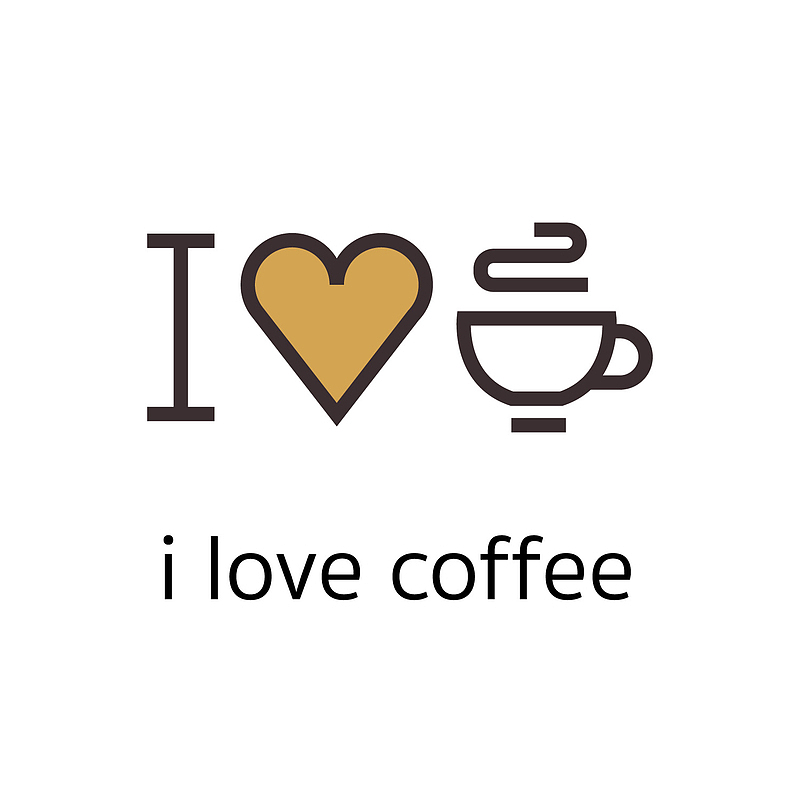 我爱咖啡的标志手绘