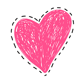 手绘涂鸦粉色爱心