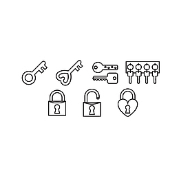 矢量简约线条钥匙五金锁具