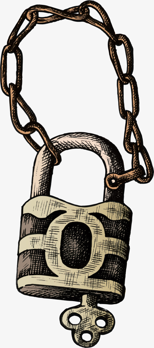 卡通手绘风钥匙锁头