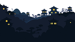 矢量中国风夜晚的城市