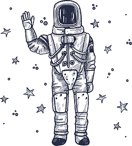 手绘素描卡通宇航员