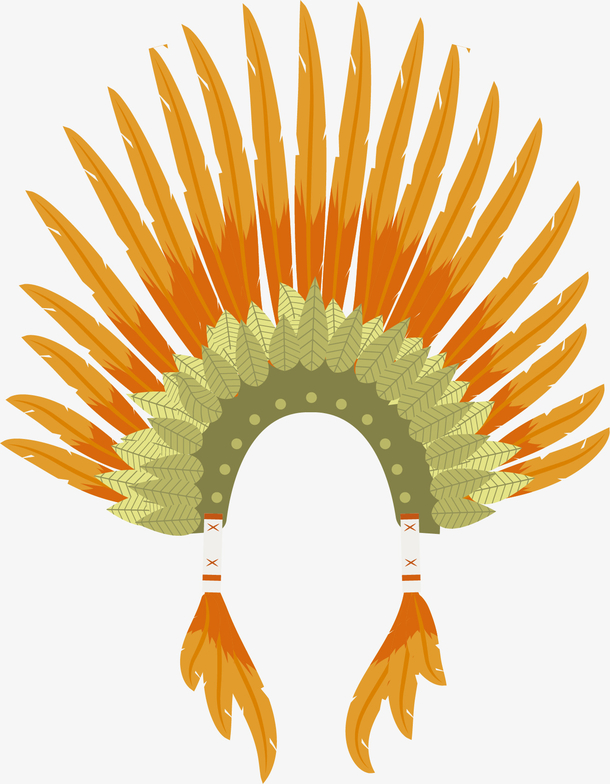 卡通彩色羽毛头饰装饰图案