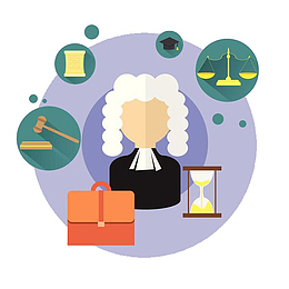 手绘扁平商务法官
