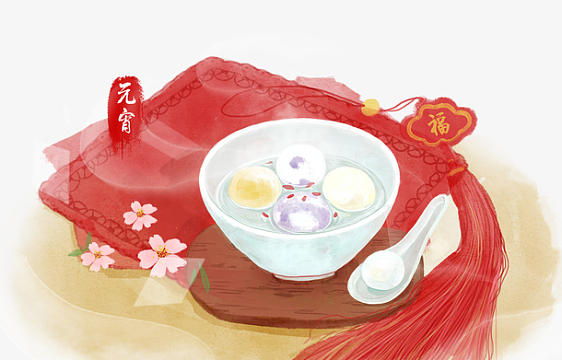 元宵节放河灯装饰手绘插画素材png散落的红色花瓣png房子图案png狗年