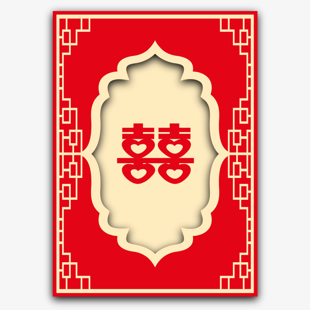 手绘中国风喜字图案装饰