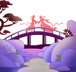中国风七夕佳节牛郎织女插画