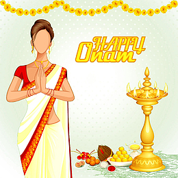 卡通印度风美女祈祷