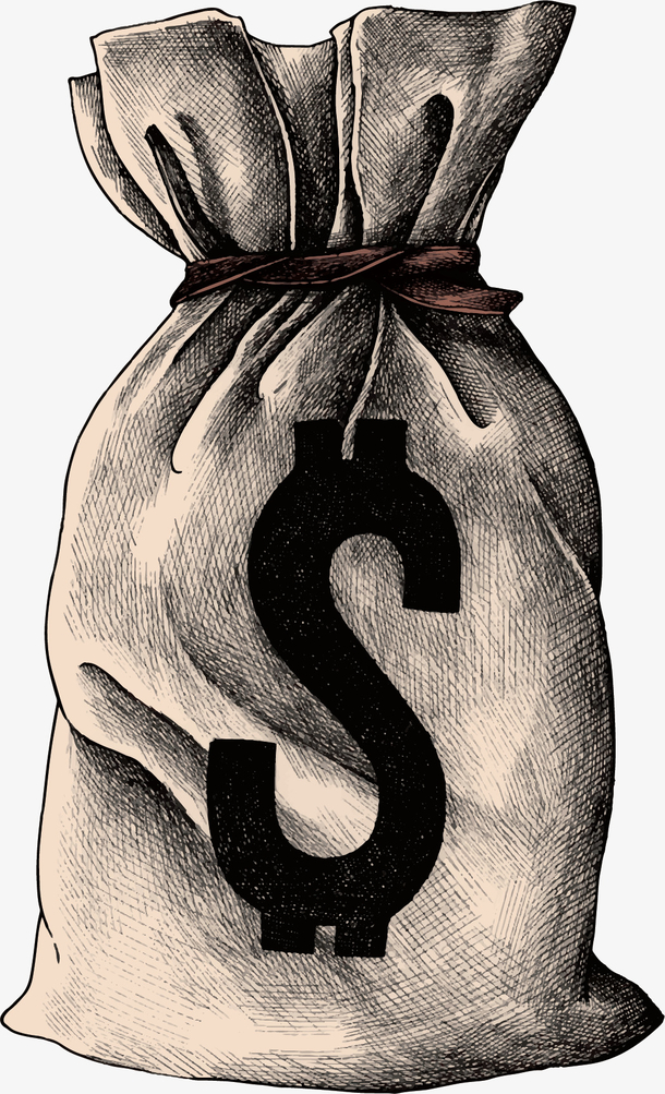 金融手绘风的钱袋子