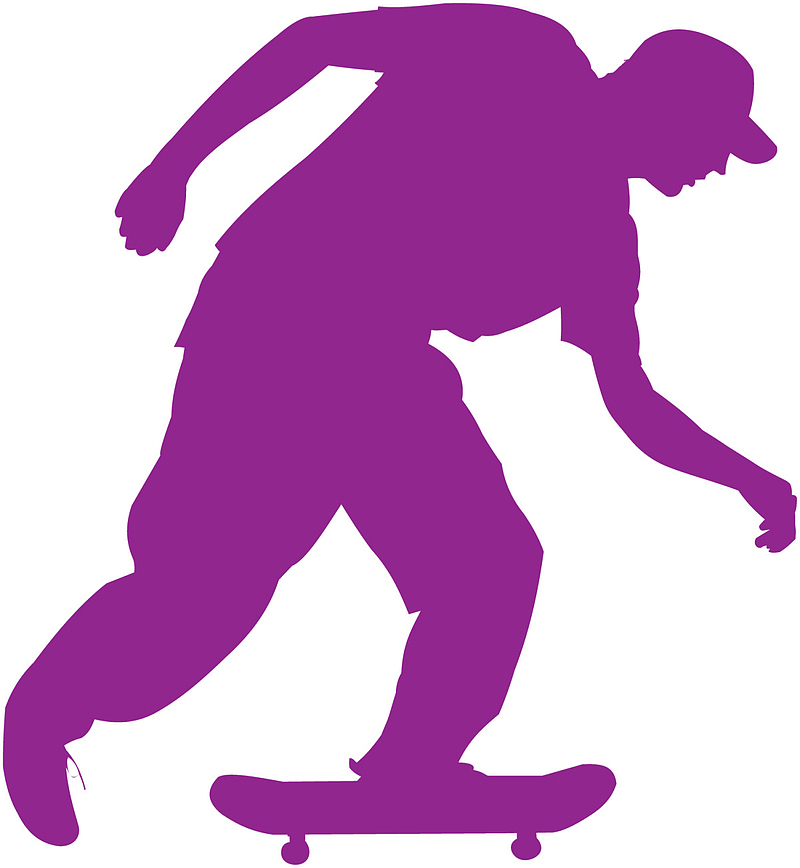 紫色扁平滑板少年