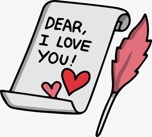 手绘风书写爱情情书免抠素材免费下载_觅元素51yuansu.com