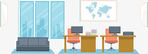 卡通蓝色商务电梯aipng商务公司职员办公室png数据统计图下降箭头png