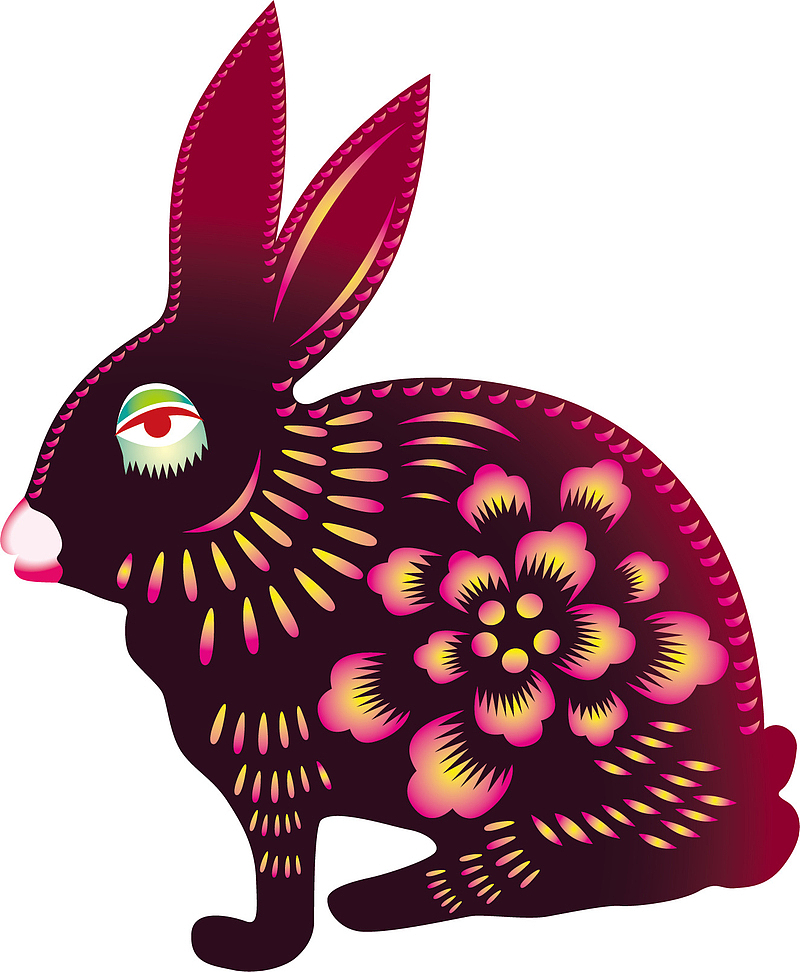 中国风剪纸玉兔插画设计