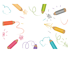 手绘风彩色铅笔涂鸦